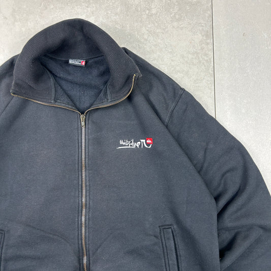 Vintage 00s Quiksilver Embroidered Full Zip Black Sweatshirt - L