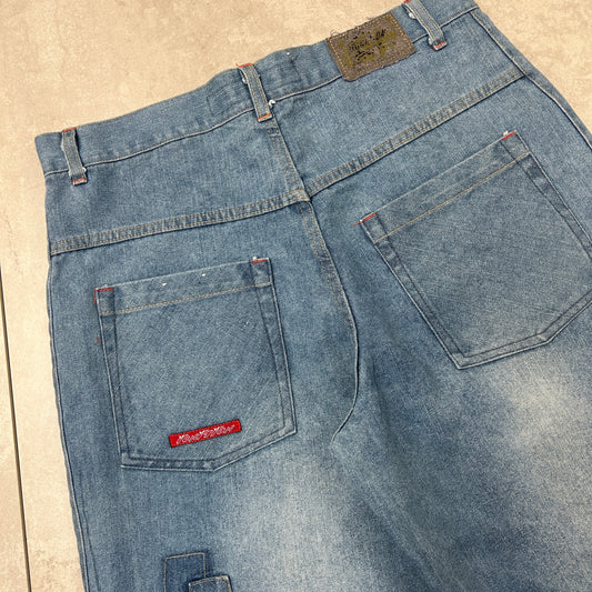 Vintage Ignition Embroidered Hip Hop Baggy Blue Shorts Jorts - 34