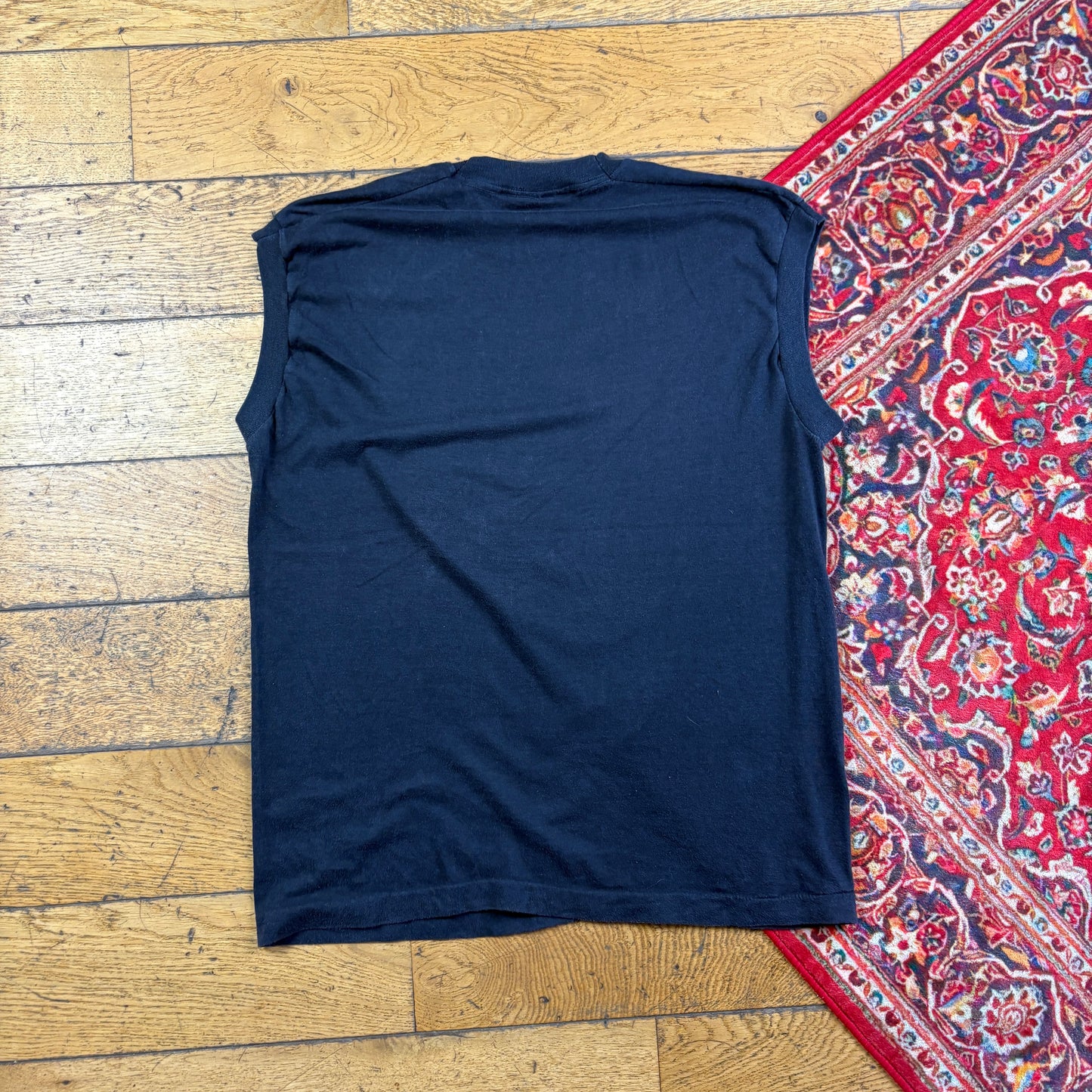 Vintage 90s Funny Black Vest Single Stitch Graphic T-Shirt - S