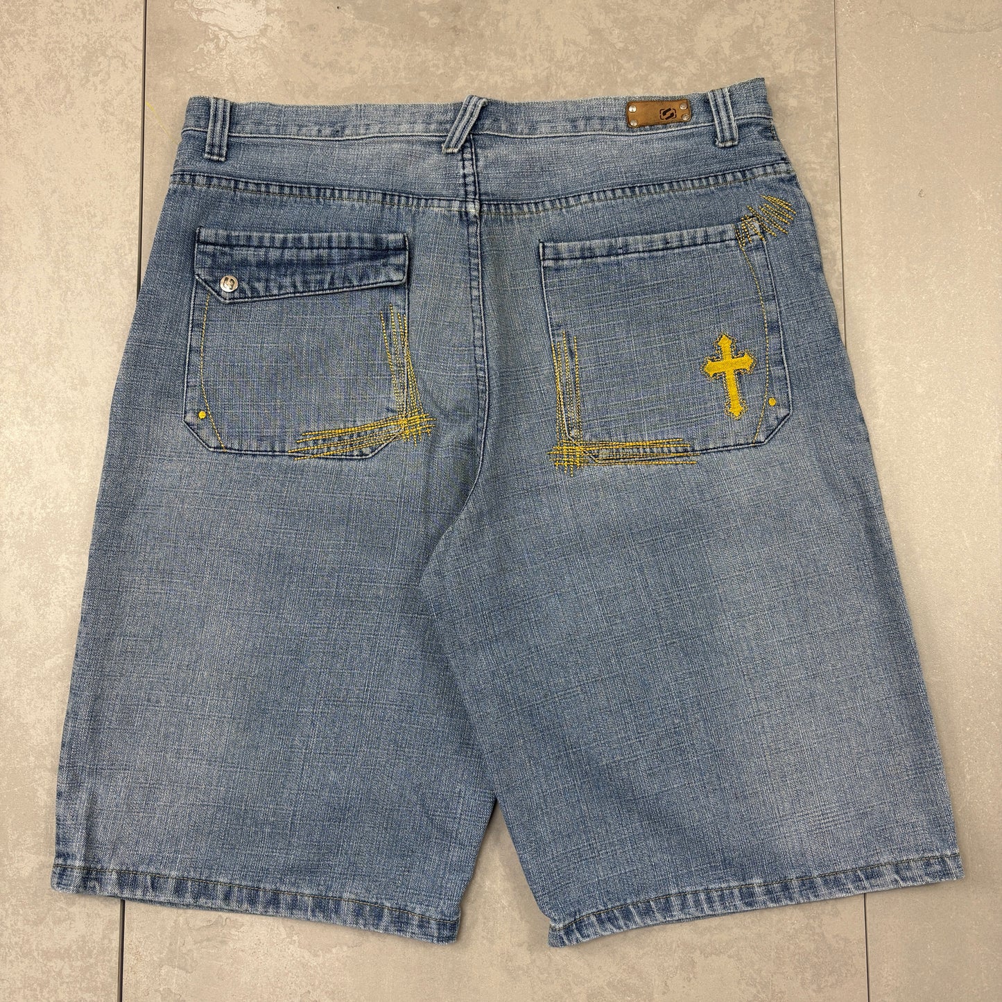 Vintage Embroidered Hip Hop Baggy Blue Shorts Jorts - 40