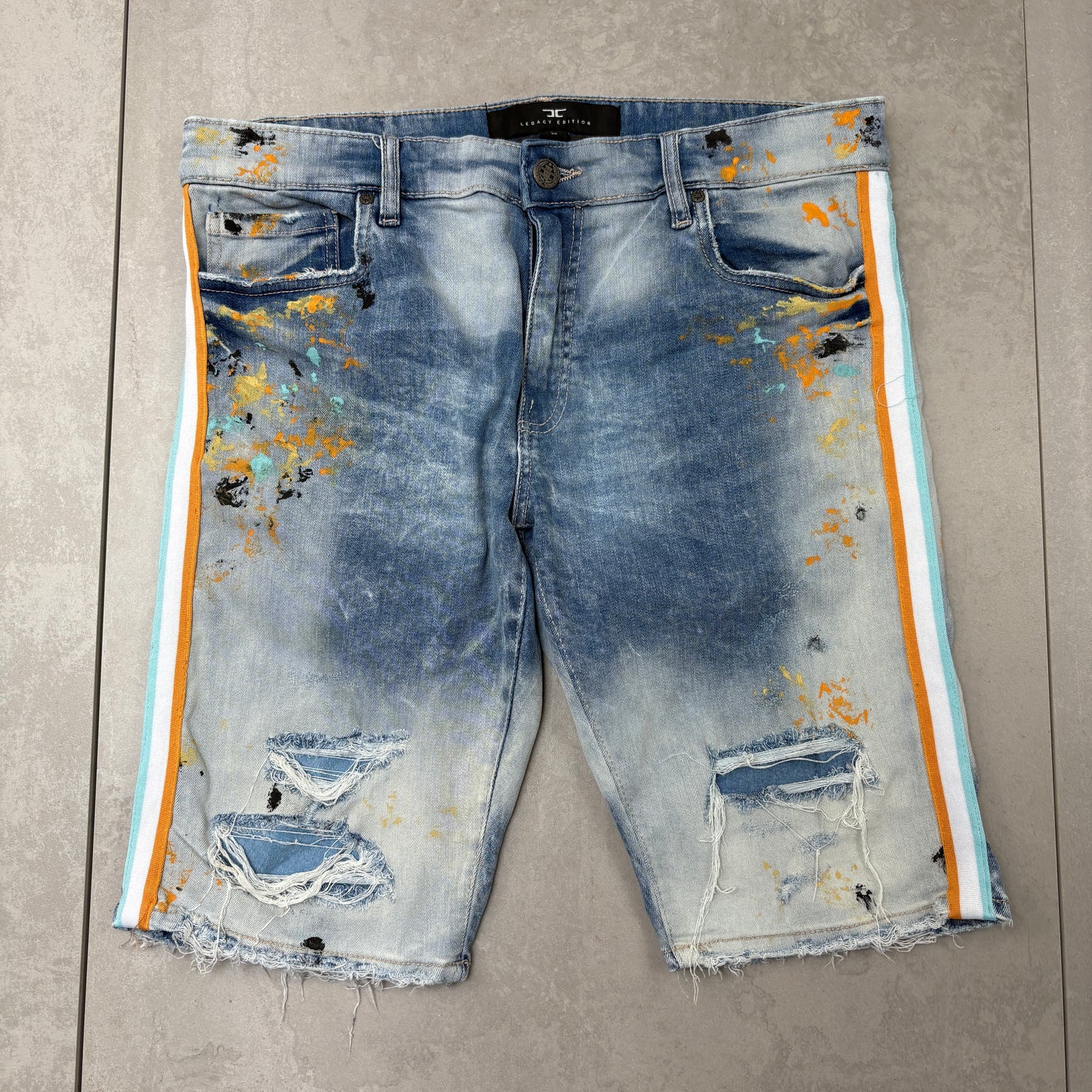 Vintage Embroidered Hip Hop Blue Shorts Jorts - 36