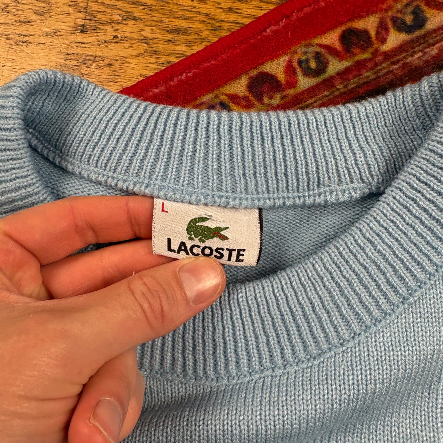 Vintage Lacoste Blue Chunky Knit Jumper - L