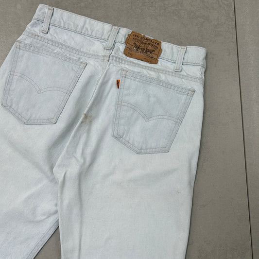 Vintage Levis 505 Orange Tab Blue White Straight Denim Shorts - 30