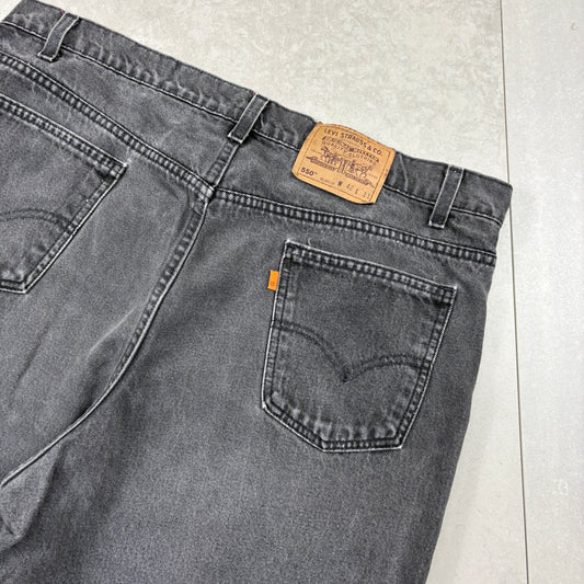 Vintage Levis 550 Black Orange Tab Baggy Denim Shorts - 40