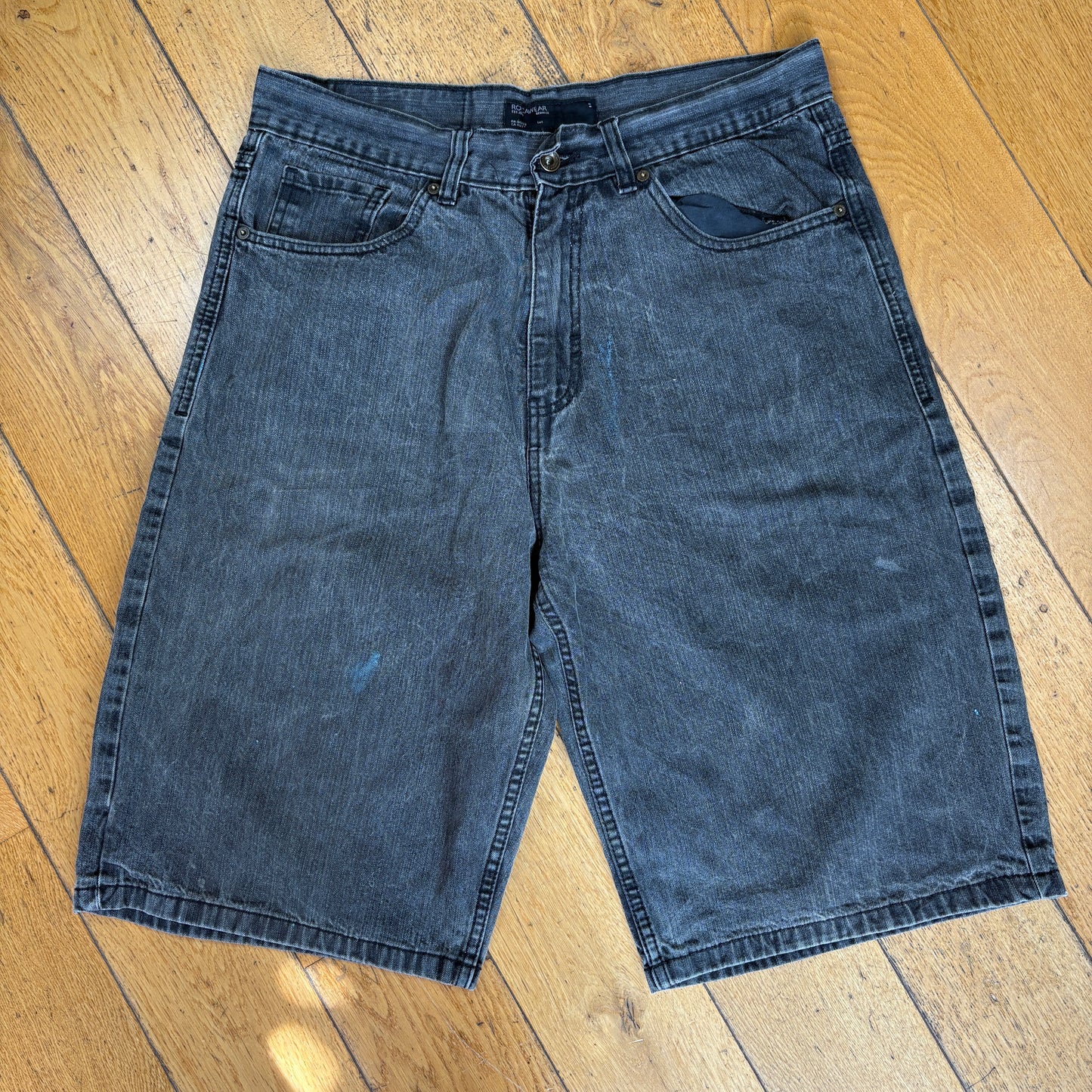 Vintage Rocawear Embroidered Hip Hop Black Baggy Shorts Jorts - 34