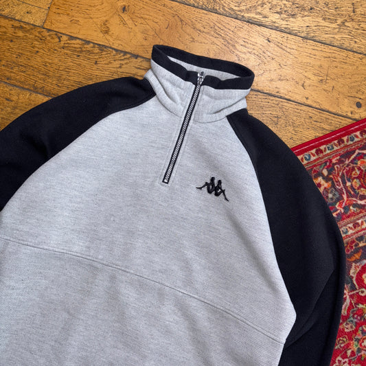 Vintage 90s Kappa Grey Black Embroidered Sweatshirt - M