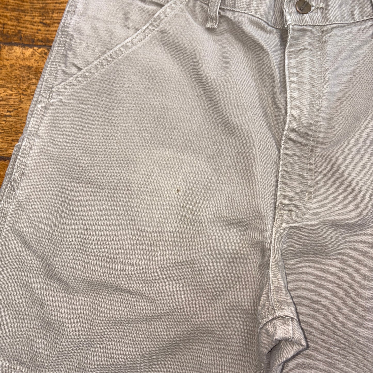 Vintage Carhartt Grey Cream Workwear Baggy Carpenter Shorts - 36