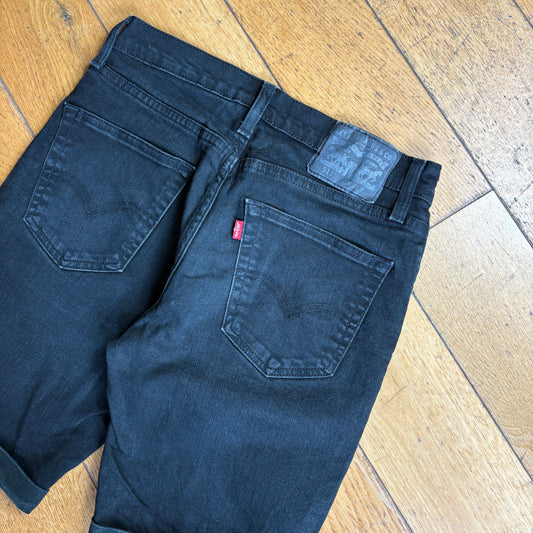 Vintage Levis 511 Slim Black Denim Shorts - 31