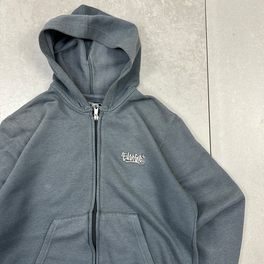 Vintage 00s Energie Skatewear Grey Embroidered Zip Hoodie Sweatshirt - S