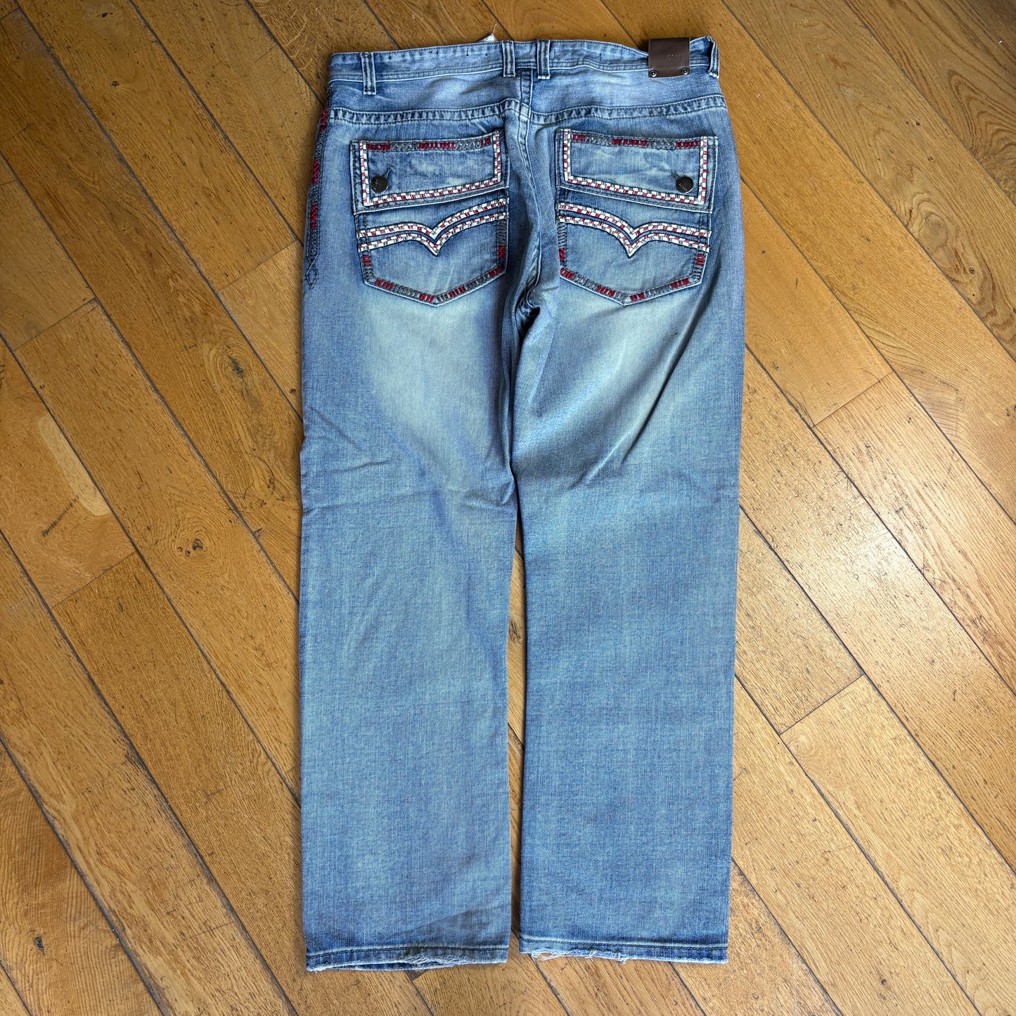 Vintage GS115 Embroidered Blue Hip Hop Baggy Jeans - 40