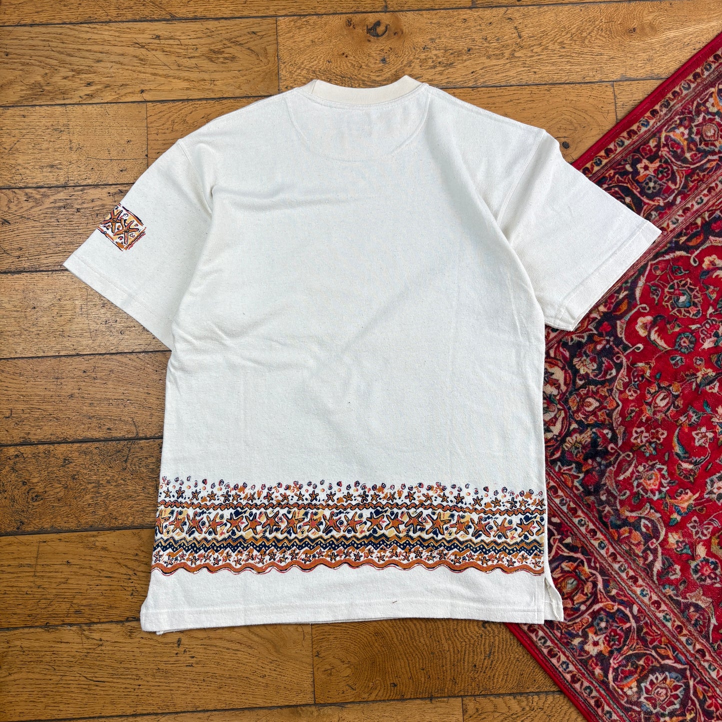 Vintage 90s Cream Surfwear Beach Graphic T-Shirt - M