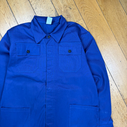 Vintage French Chore Workwear Jacket Blue Overcoat - M