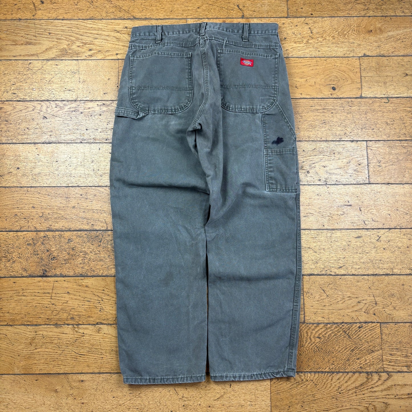 Vintage Dickies Grey Green Workwear Carpenter Baggy Trousers - 34