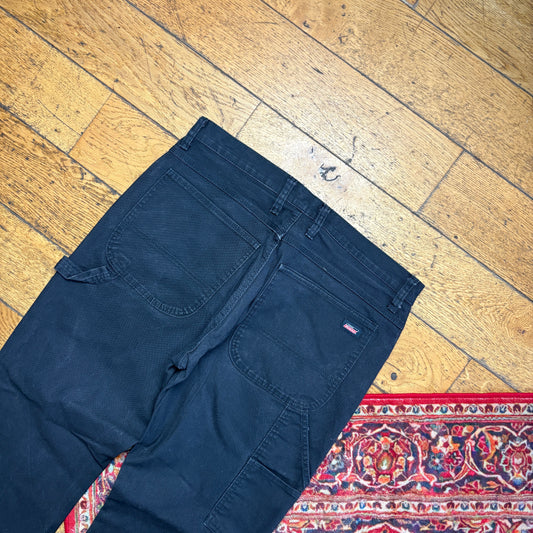 Vintage Dickies Workwear Carpenter Black Baggy Trousers - 36R