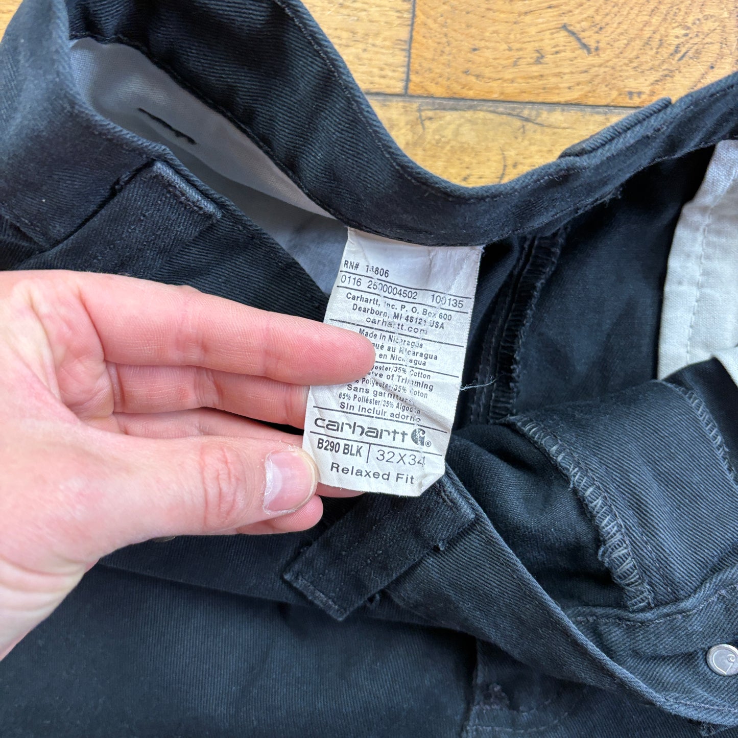 Vintage Carhartt Black Chino Baggy Skate Trousers - 34