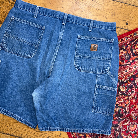 Vintage Carhartt Workwear Blue Baggy Carpenter Jorts Shorts - 40