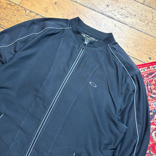 Vintage Oakley Black Tracksuit Track Shell Windbreaker Jacket - L