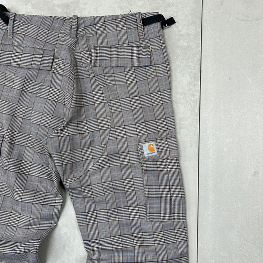 Vintage Carhartt Grey Check Workwear Carpenter Baggy Trousers - 32