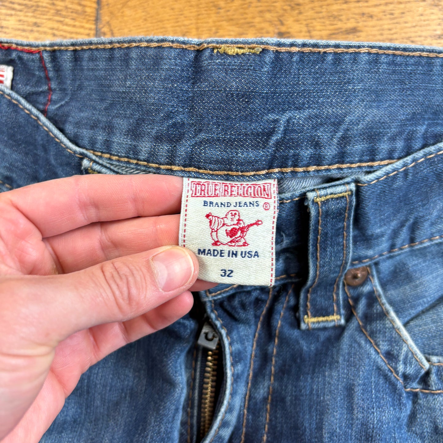 Vintage True Religion Blue Embroidered Y2K Shorts Jorts - 34