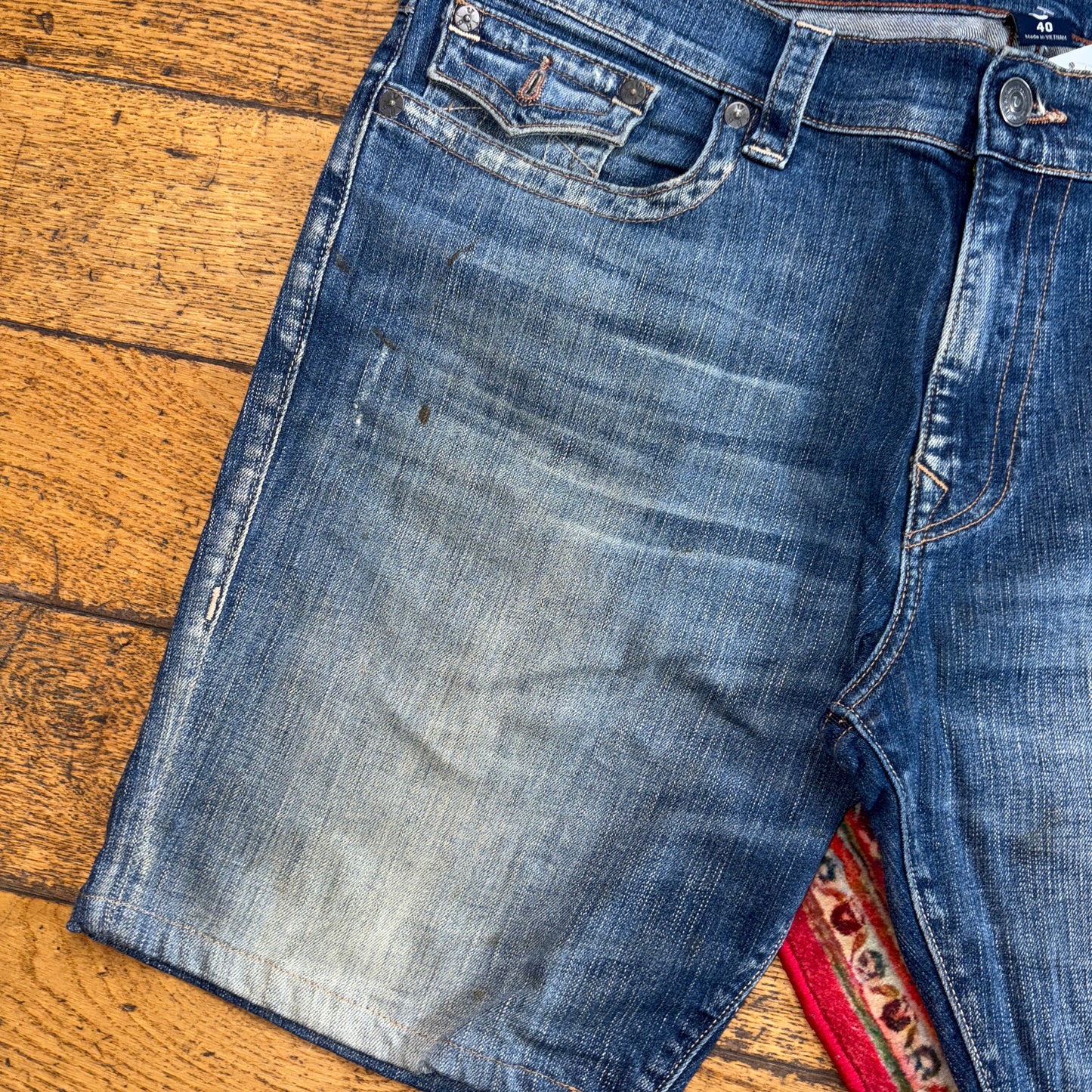 Vintage True Religion Blue Embroidered Y2K Shorts Jorts - 42
