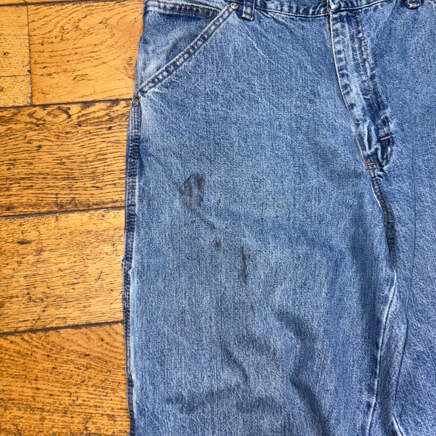 Vintage Wrangler Blue Carpenter Workwear Baggy Jeans - 34R