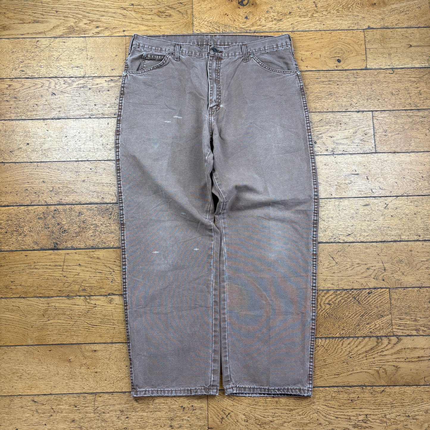Vintage Dickies Brown Workwear Carpenter Baggy Trousers - 38