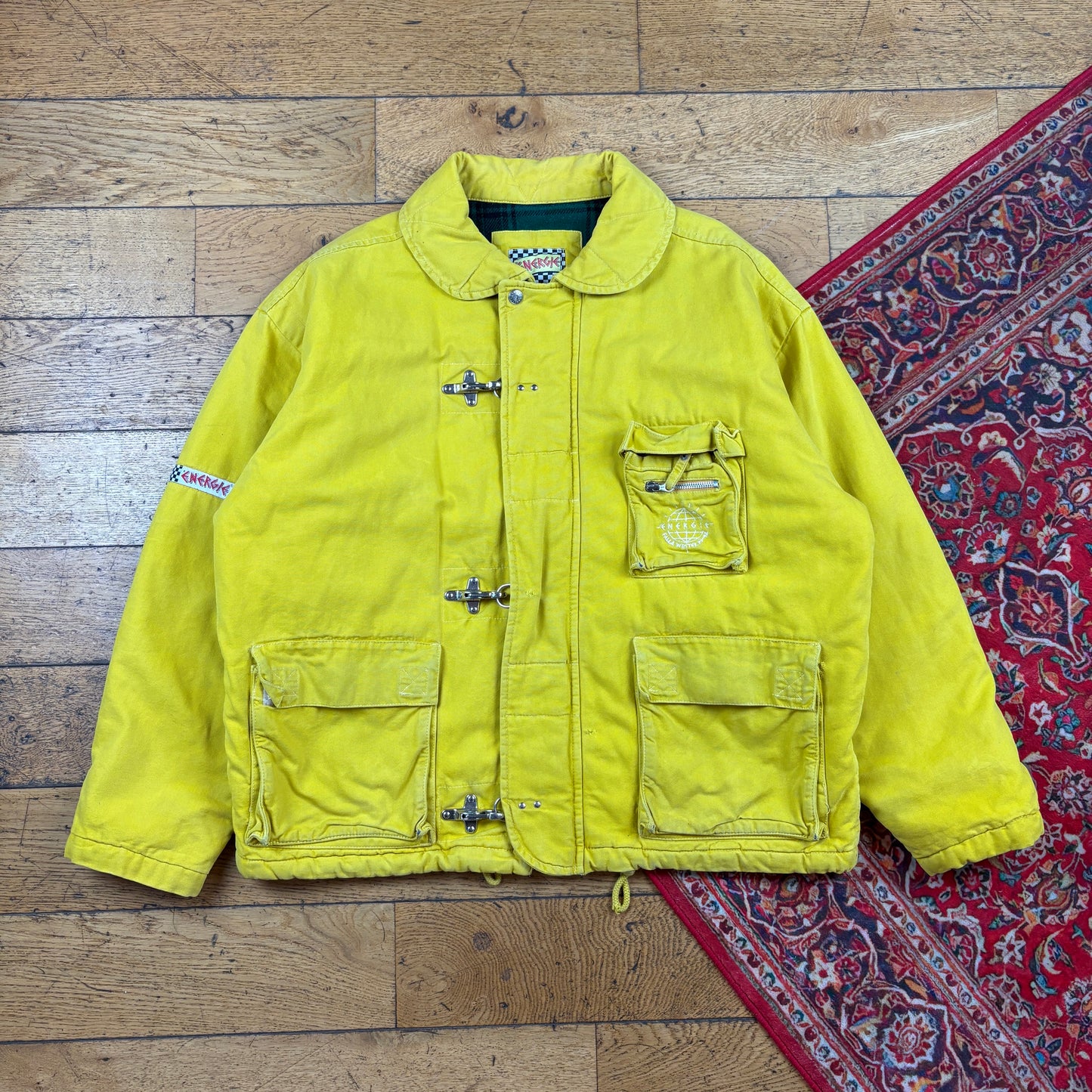 Vintage Energie 1993 Fireman Clasp Yellow Padded Jacket - XL