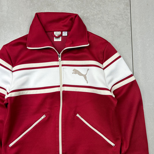 Vintage Puma Tracksuit Zip Red Sweatshirt Jacket - S