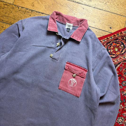 Vintage 90s Fat Face Purple Surfwear Rugby Shirt - XL
