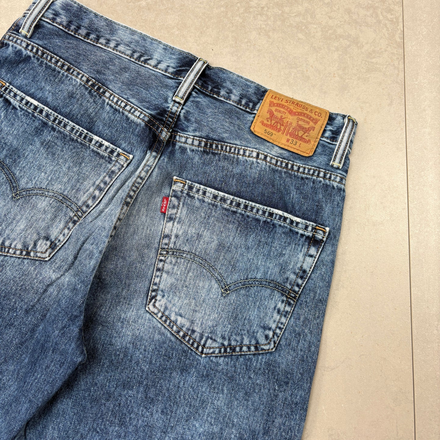 Vintage Levis 569 Blue Baggy Denim Shorts - 33
