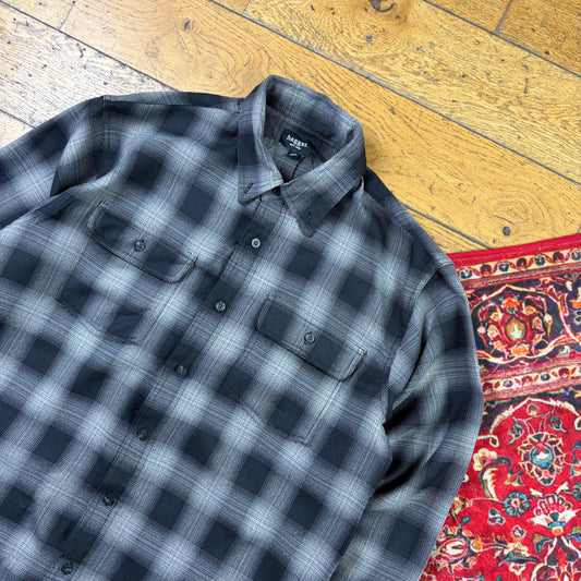 Vintage Haggar Black Grey Check Shirt - M