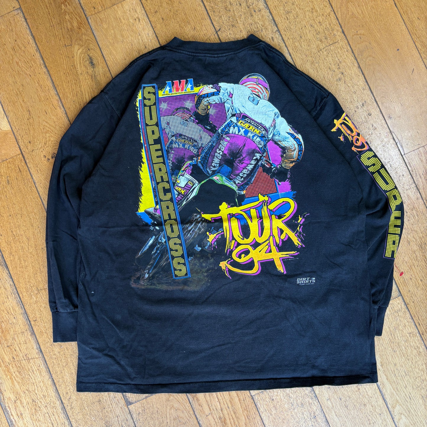 Vintage 1994 Supercross Tour Motorbike Black Single Stitch Graphic T-Shirt - XL
