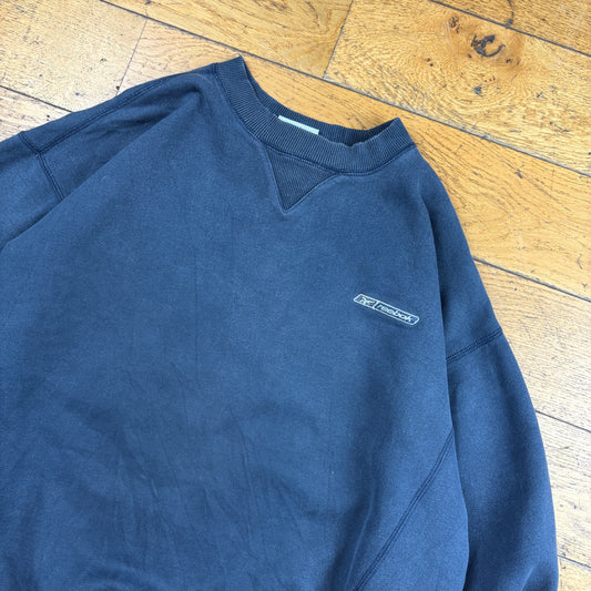Vintage Reebok Grey Blue Embroidered Sweatshirt - XL