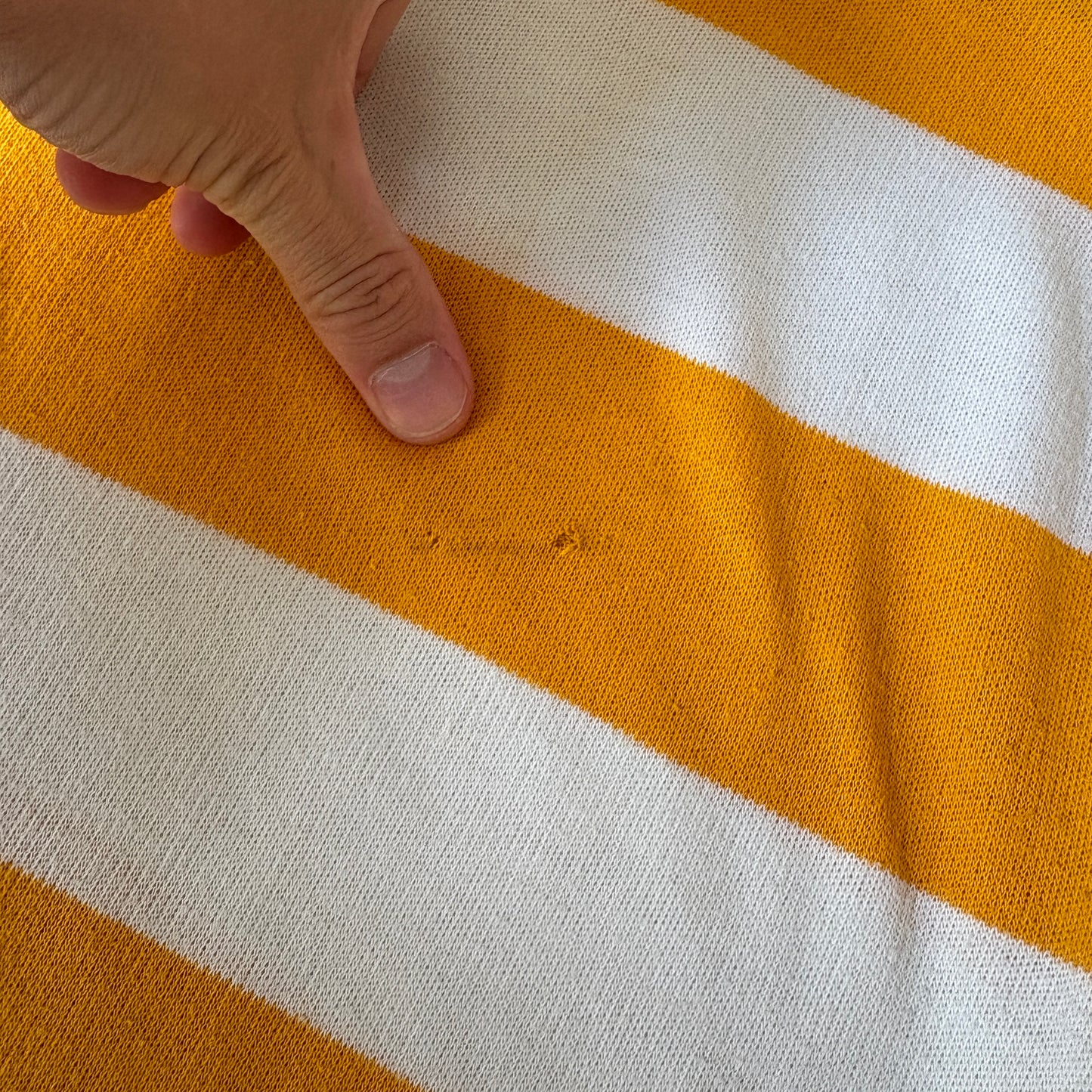 Vintage Ralph Lauren Yellow White Stripe Rugby Polo Shirt - XS