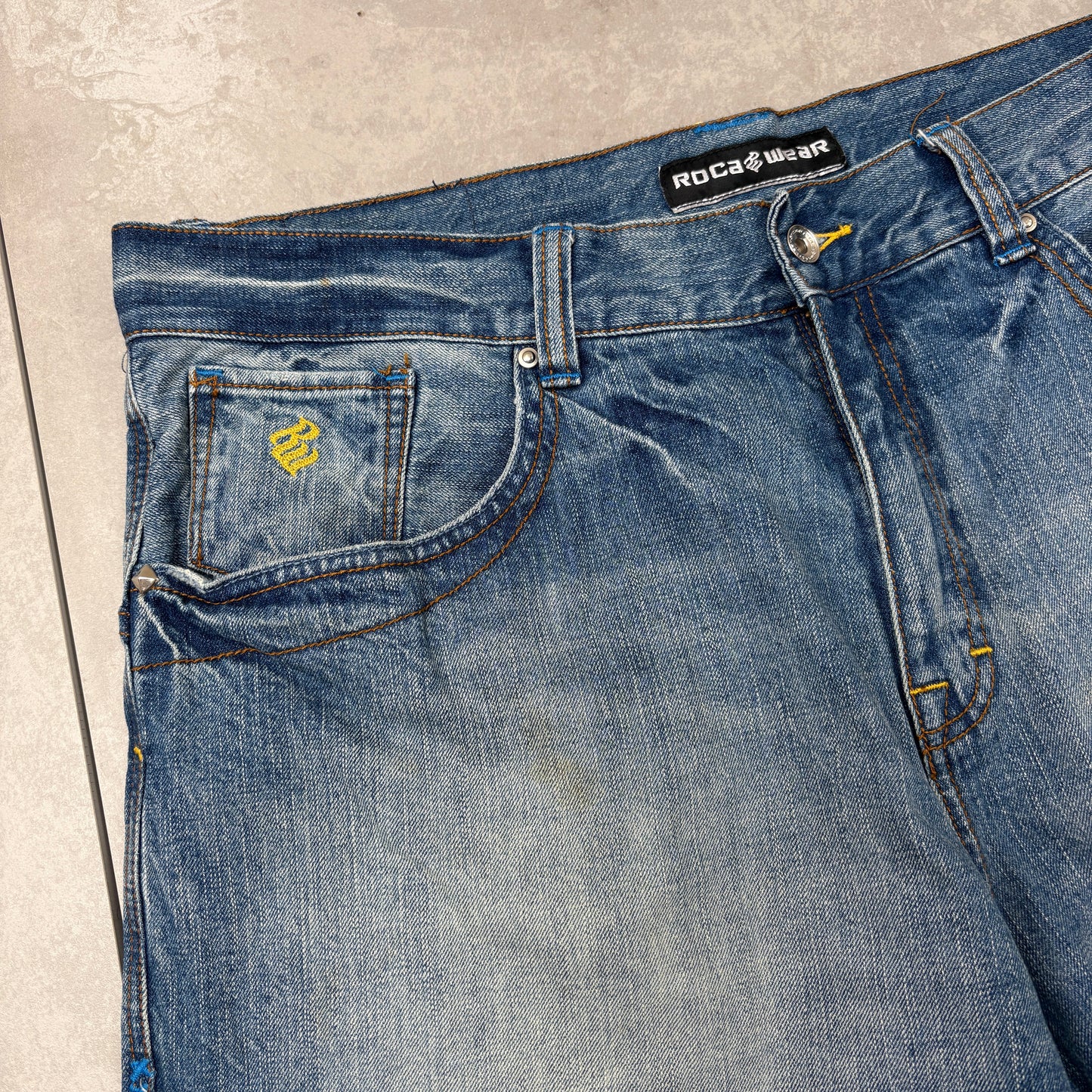Vintage Rocawear Embroidered Hip Hop Baggy Blue Shorts Jorts - 42