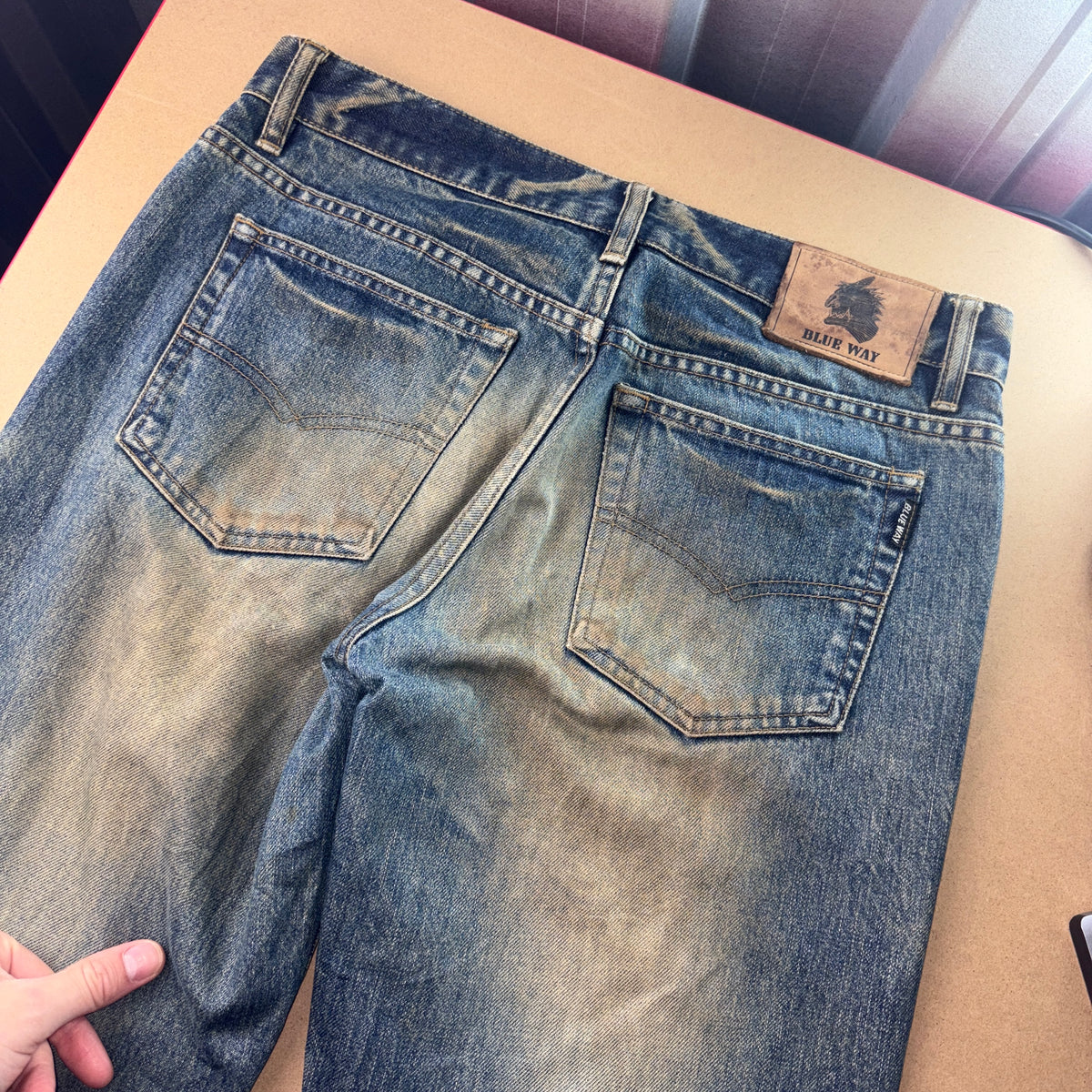 Embroidered Bootcut Blue Grunge Japanese Denim Hip Hop Y2K Baggy Jeans - 32L