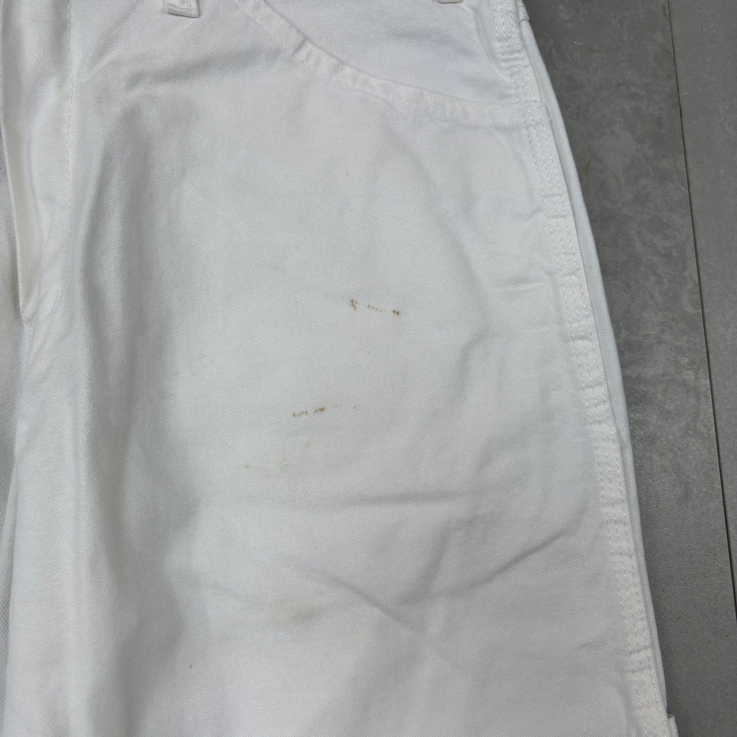 Vintage Dickies Workwear White Double Knee Carpenter Baggy Trousers - 32