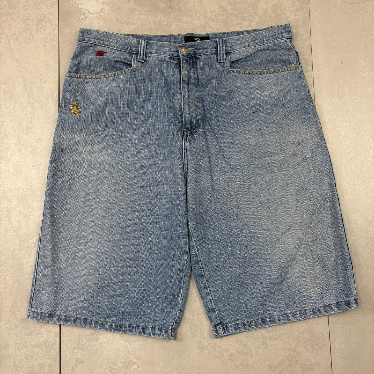 Vintage Embroidered Hip Hop Baggy Blue Shorts Jorts - 40