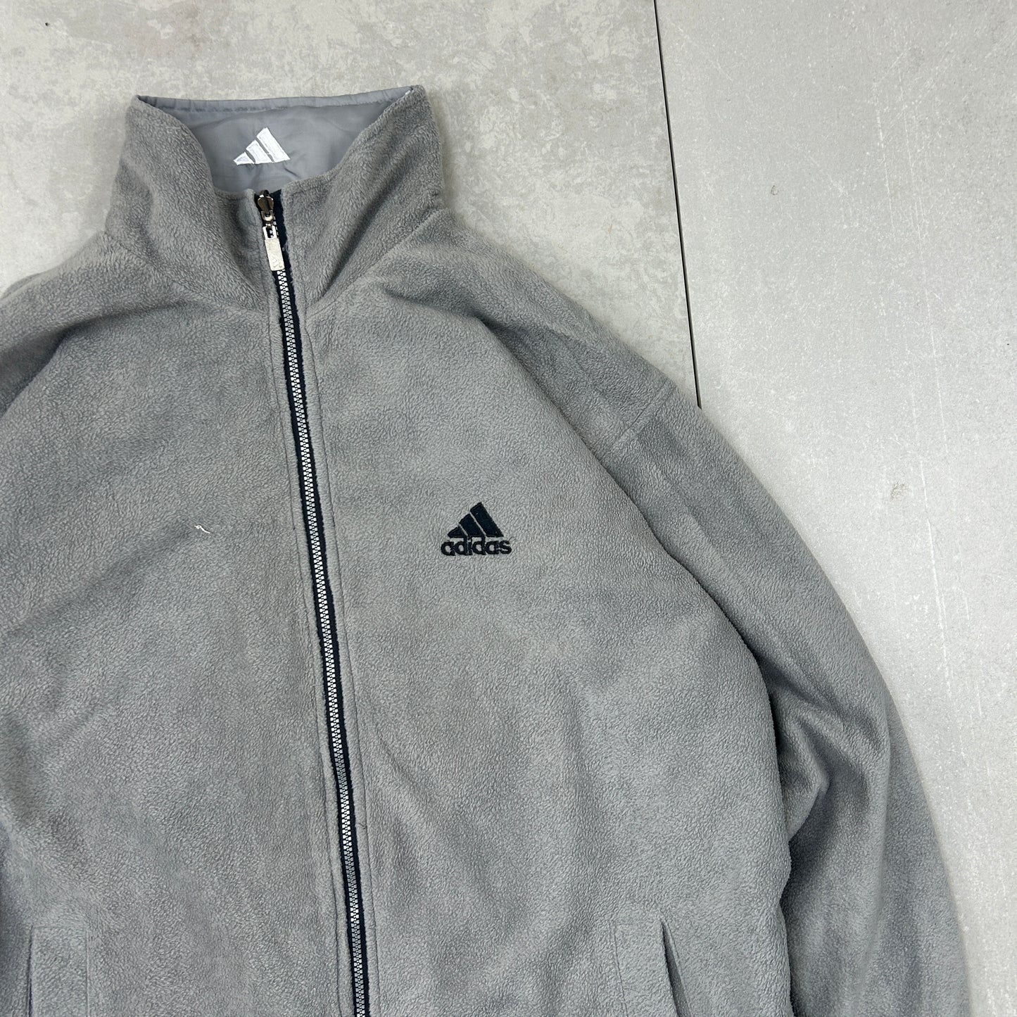 Vintage 00s Adidas Reversible Fleece Tracksuit Grey Shell Jacket - XL