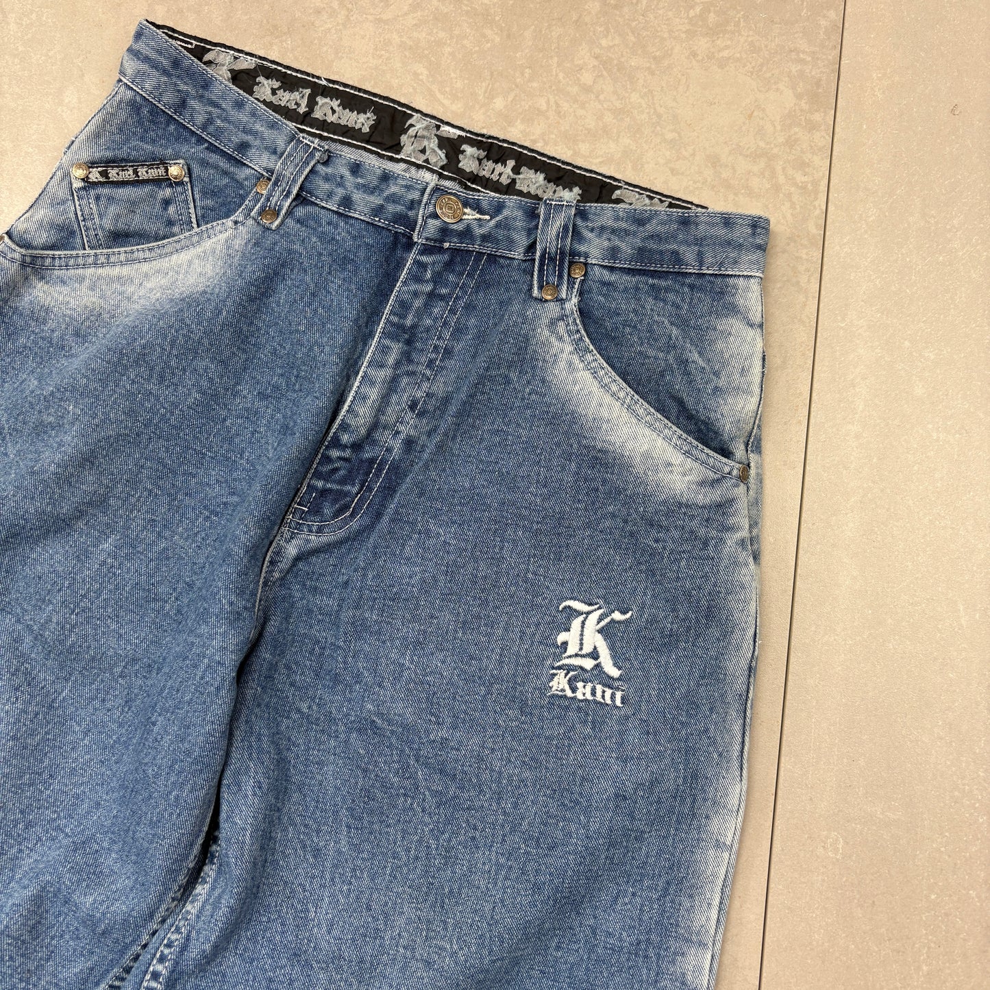Vintage Karl Kani Blue Embroidered Hip Hop Baggy Jeans - 32