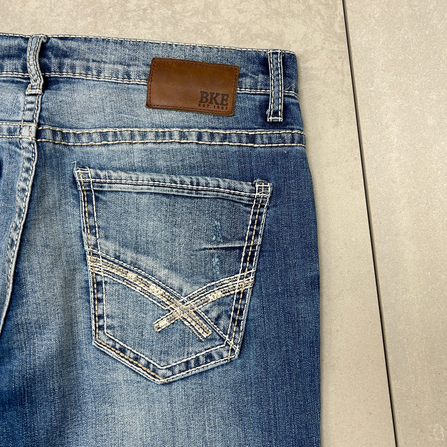 Vintage Embroidered Hip Hop Blue Straight Jeans - 35