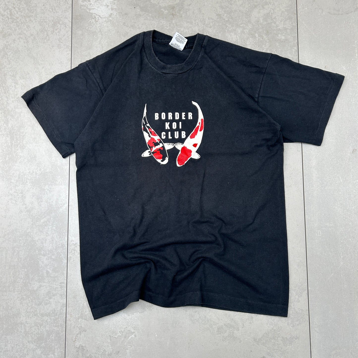 Vintage 90s Single Stitch Koi Fish Black Graphic T-Shirt - M