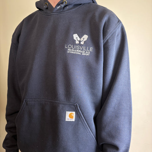 Vintage Carhartt Navy Embroidered Hoodie Sweatshirt -