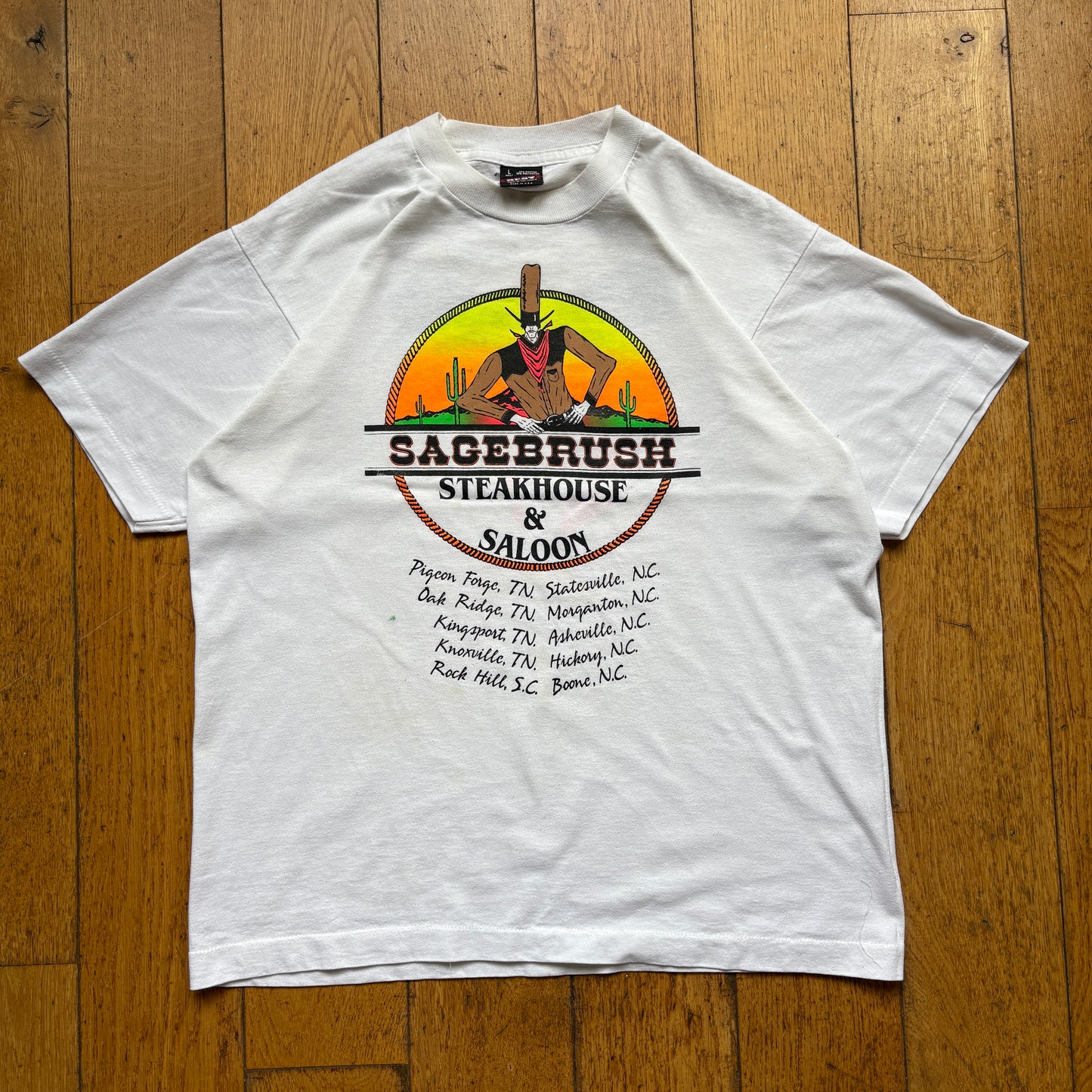 Vintage 90s Cow Single Stitch White Graphic T-Shirt - S
