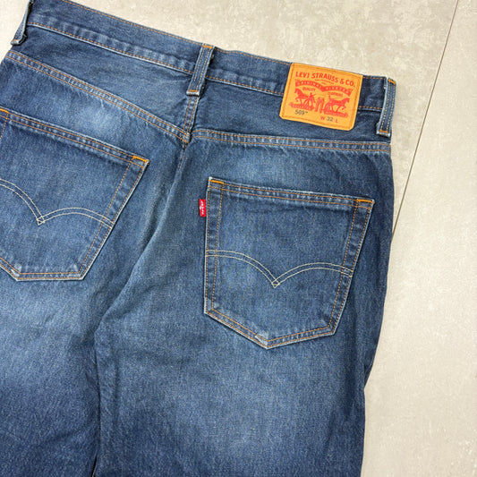 Vintage Levis 569 Blue Baggy Denim Shorts - 32