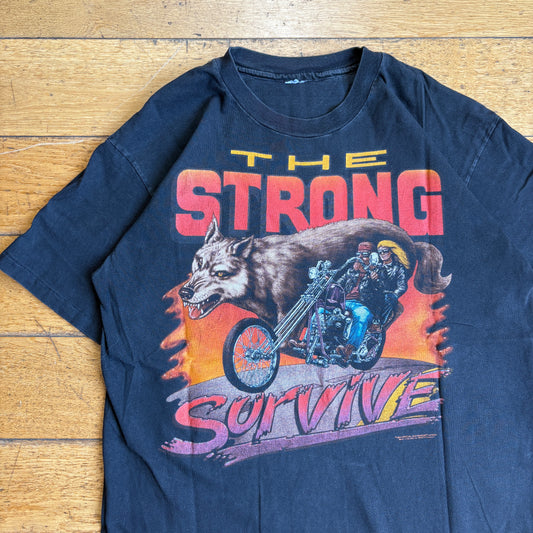 Vintage 1994 Easy Riders Motorbike Single Stitch Black Graphic T-Shirt - S