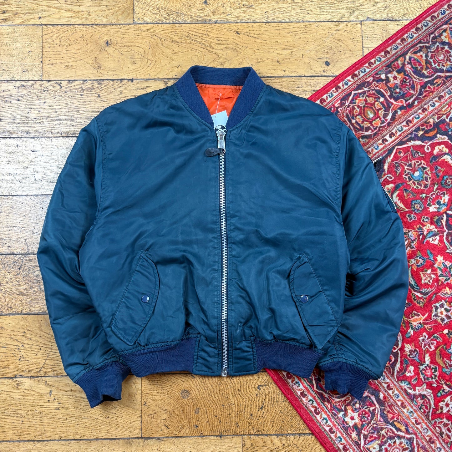 Vintage MA-1 Blue Reversible Bomber Jacket - S
