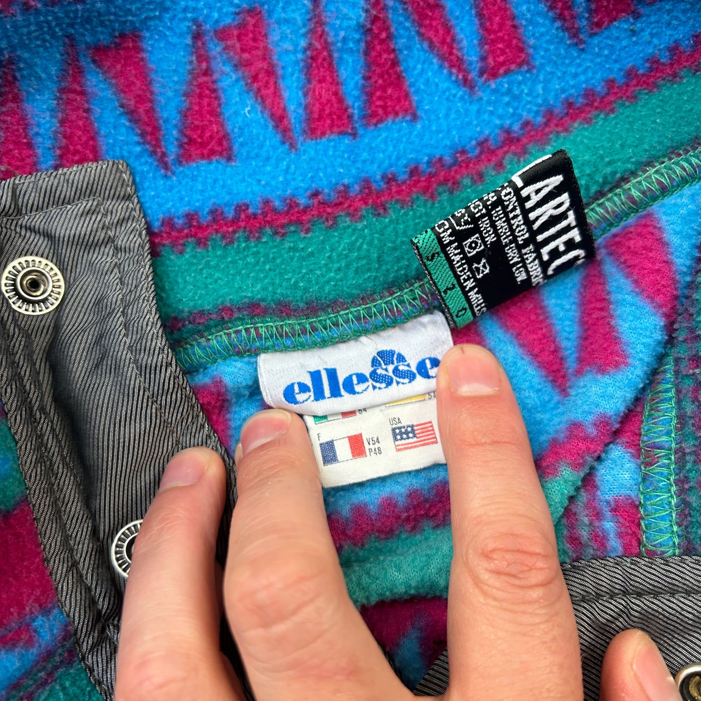 Vintage 90s Ellesse Embroidered Green Fleece Sweatshirt - XL