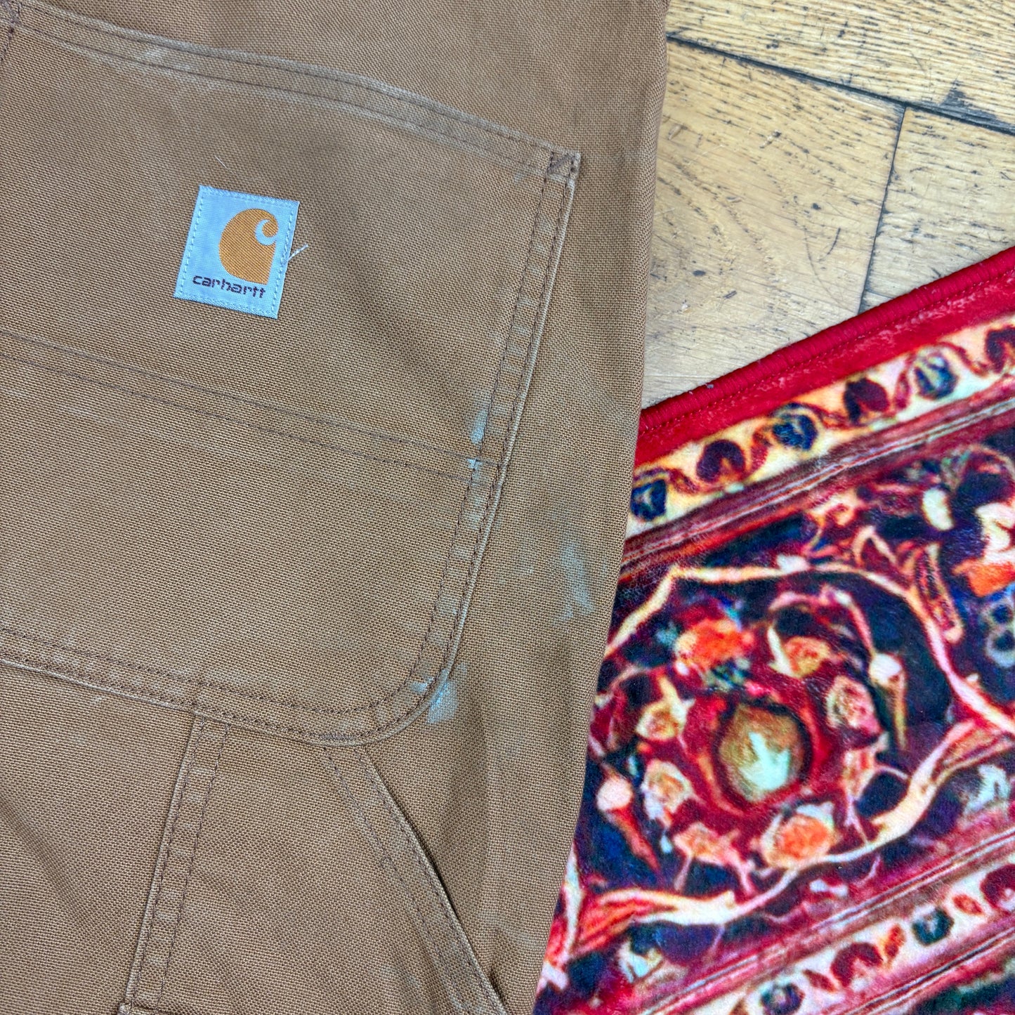 Vintage Carhartt Brown Double Knee Workwear Carpenter Baggy Trousers - 33