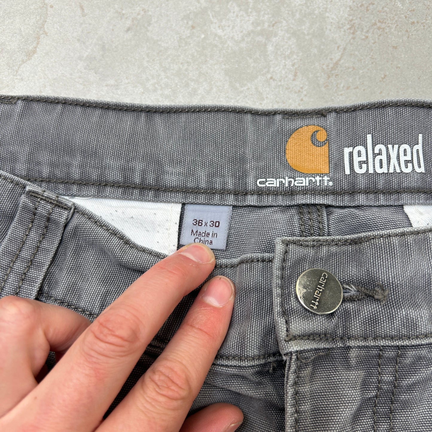 Vintage Carhartt Workwear Baggy Carpenter Grey Shorts - 36